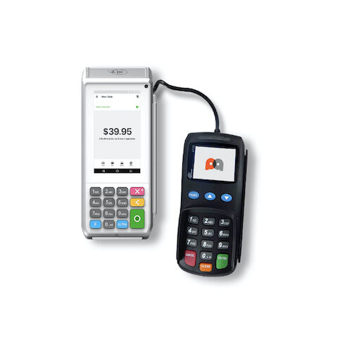 Stay safe with separate merchant and customer terminals. Includes physical number keys and receipt printer. Perfect for PIN debit and EBT transactions.