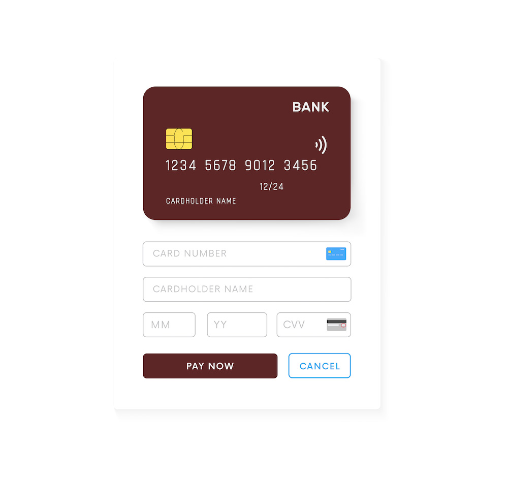 Web Site or Phone app page with payment details ui design. UI, UX template for mobile application vector design. Online purchuse with credit card.